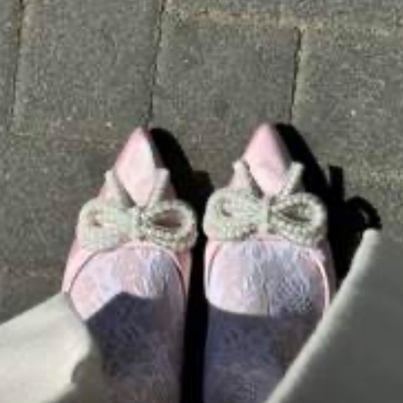 NEW [SHEIN] Pink Satin Slingback Low Heels Pearl Embellished Bow Women’s 8/EU 38 - Picture 8 of 15